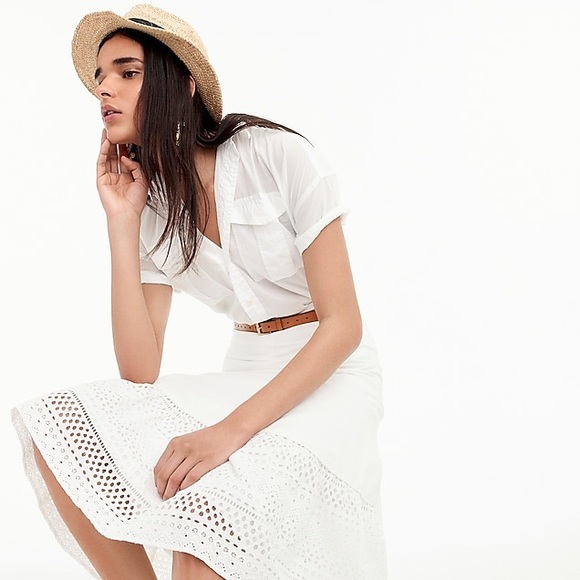 J. Crew Dresses & Skirts - J. Crew Point Sur White Tiered Eyelet Skit 10